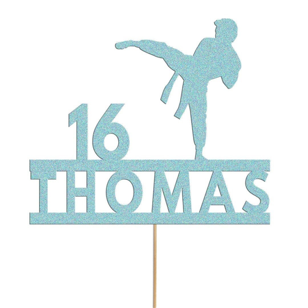 Personalised Karate Cake Topper Custom Judo Mma Fighting Cake Decoration, Any Name And Age