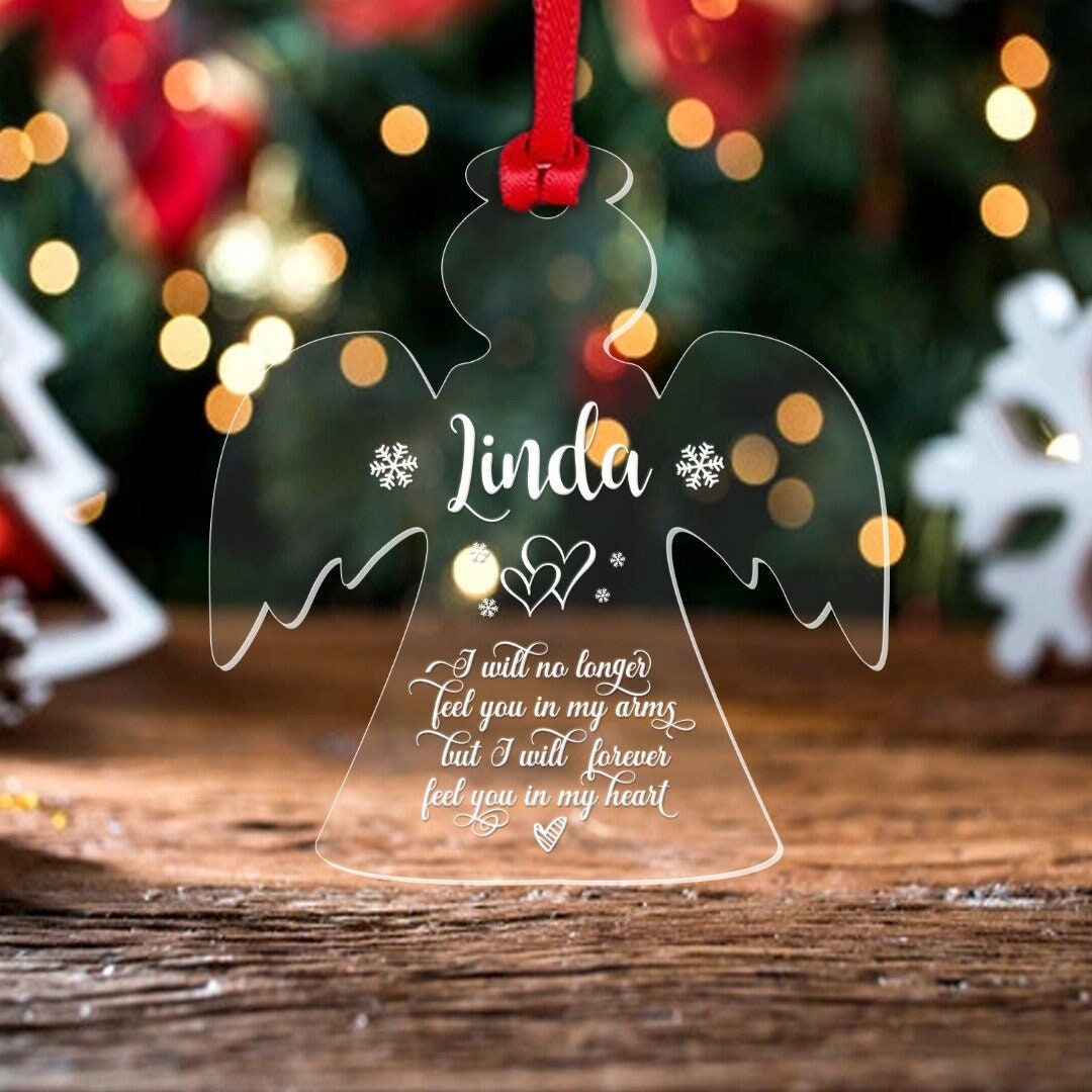 Personalised Angel Memorial Christmas Bauble In Memory Ornament Remembrance Gift