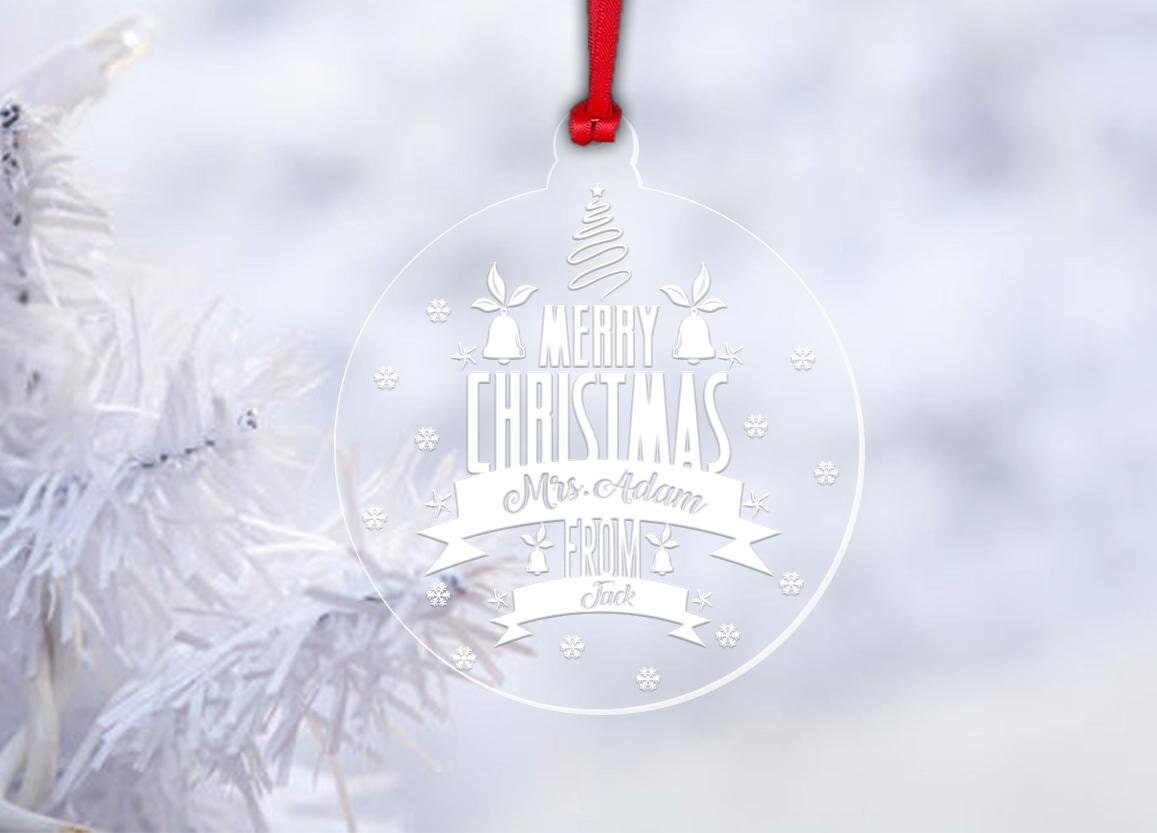 Personalised Merry Christmas Bauble Teacher Gift Bauble Any Name Christmas Tree Decor