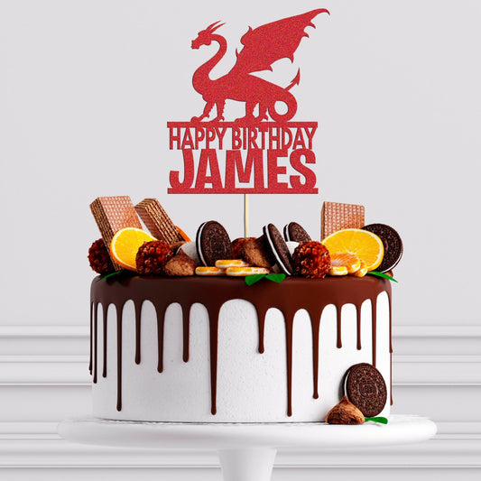 Dragon Fantasy Cake Topper Personalised Boys Birthday Cake Topper Decoration Any Name