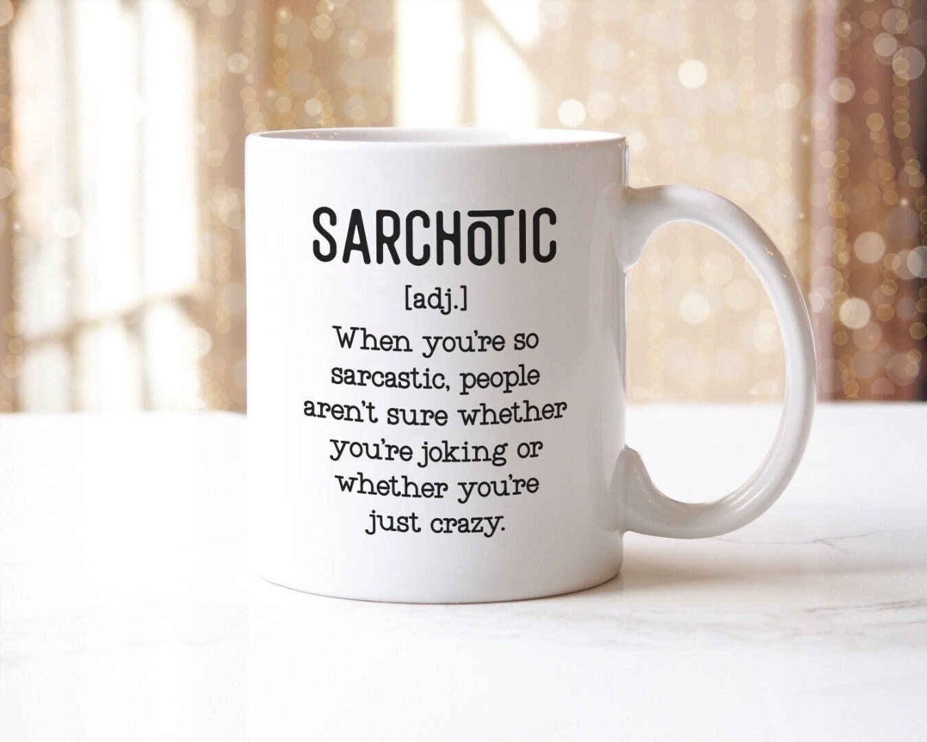 Funny "Sarchotic" Definition Novelty Mug Coaster Gift Set Sarcasm Sarcastic Coffee Cup For Office Workplace Gift