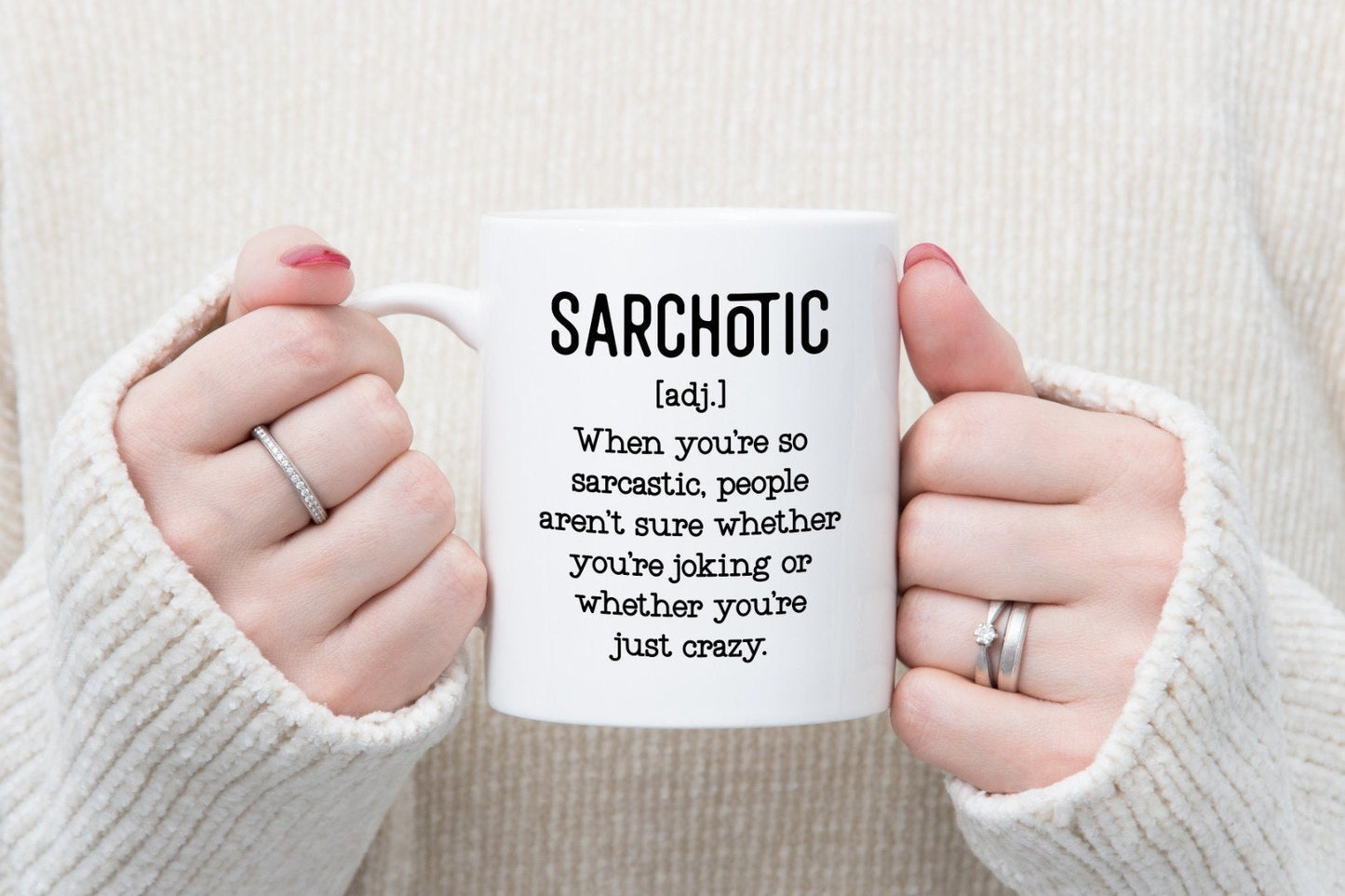 Funny "Sarchotic" Definition Novelty Mug Coaster Gift Set Sarcasm Sarcastic Coffee Cup For Office Workplace Gift