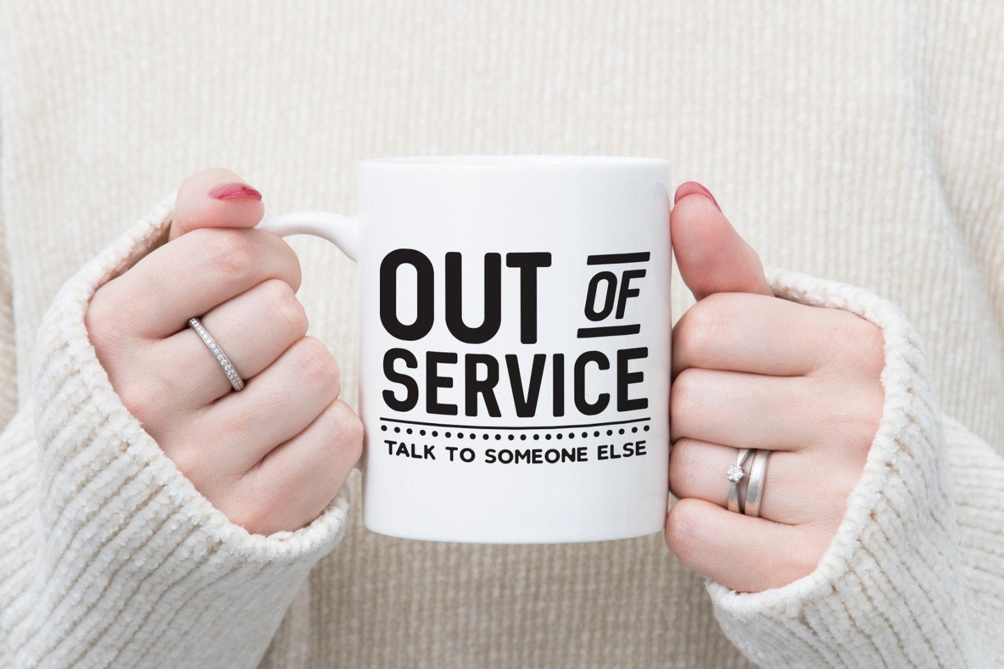 Funny Office Mug Coaster Set "Out Of Service Talk To Someone Else"  Novelty IT Reception Handyman Repair Coffee Tea Cup Office Gift