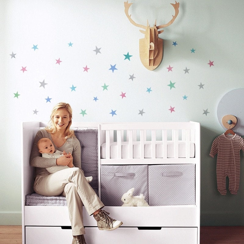 Coloured Star Shape Wall Stickers Stars Vinyl Decal Children's Bedroom Nursery