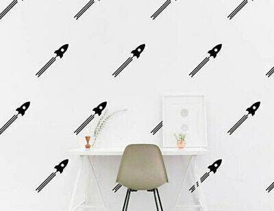 Space Rocket Shape Wall Stickers Boys Bedroom Kids Nursery Rockets Vinyl Decal