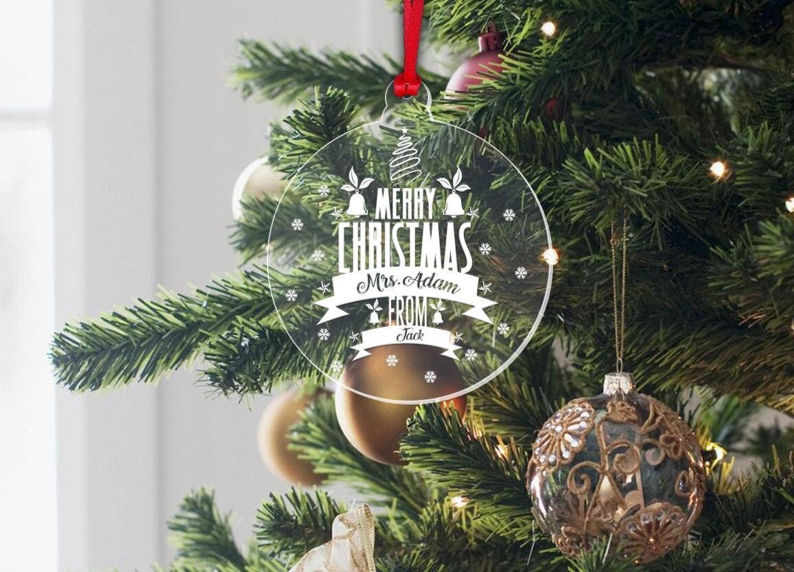Personalised Merry Christmas Bauble Teacher Gift Bauble Any Name Christmas Tree Decor