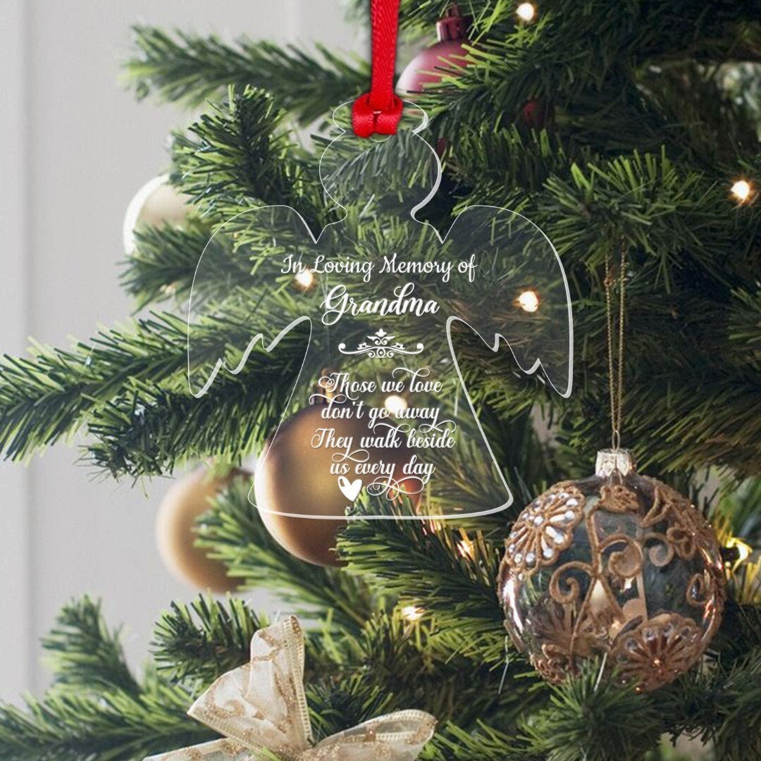 Personalised Name Memorial Christmas Bauble Xmas Tree Angel Remembrance Poem Gift