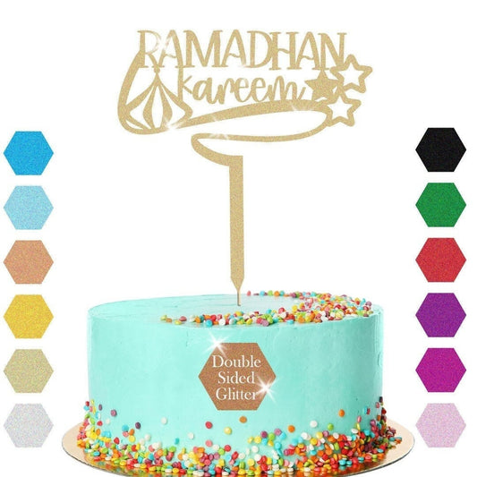 Ramadan Kareem Eid Islamic Cake Glitter Topper Hajj Fasting Decoration