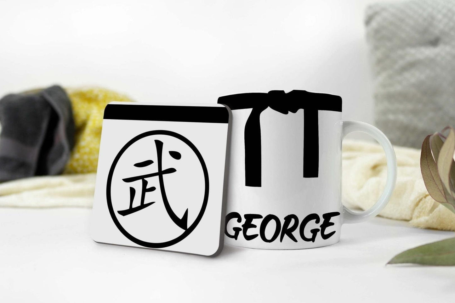 Martial Art Karate Judo Fighting Name Mug And Coaster Gift Set  Personalised Birthday Gift Keepsake Present