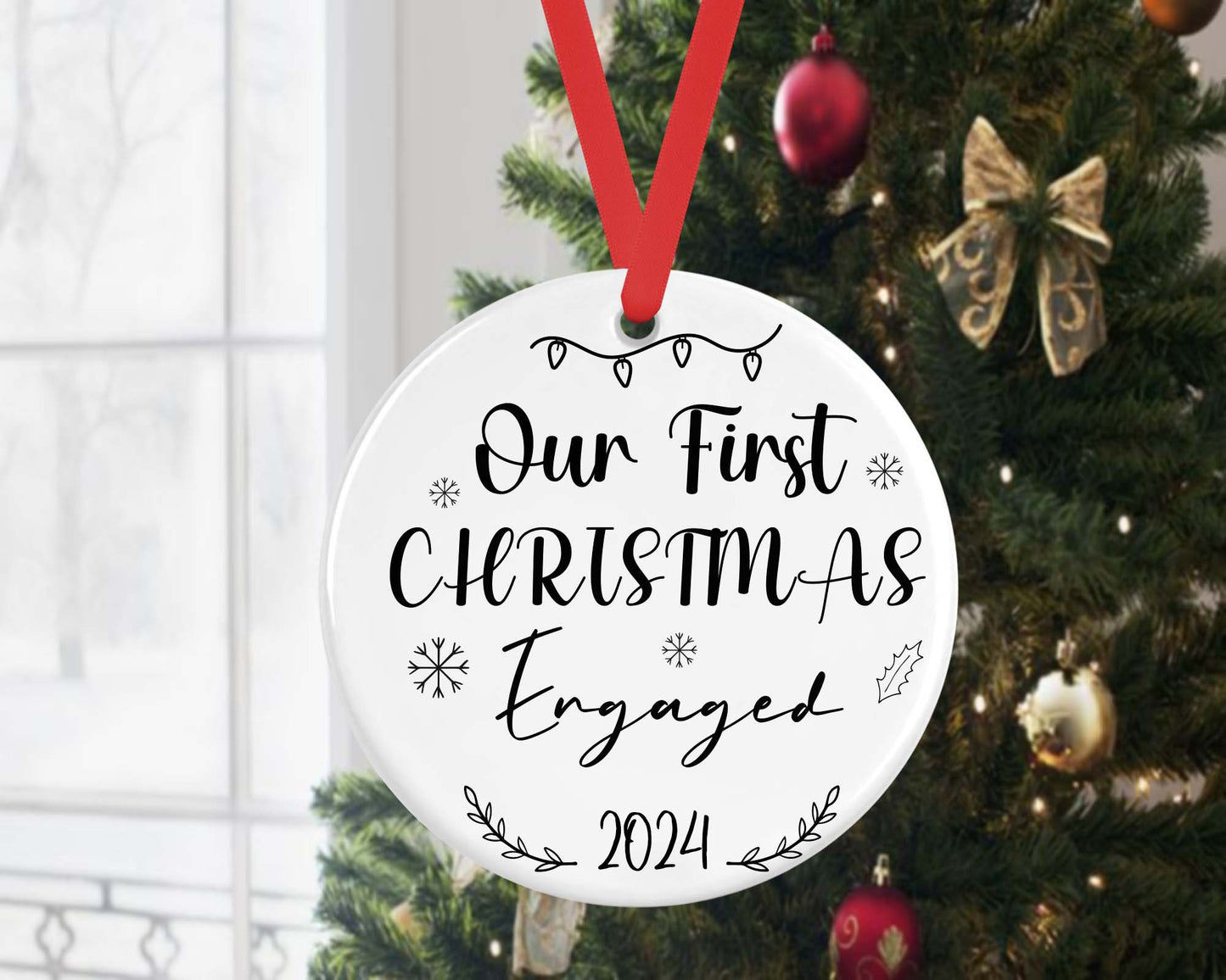 Our First Christmas As Engaged Bauble 1st Xmas Ceramic Ornament Keepsake Gift